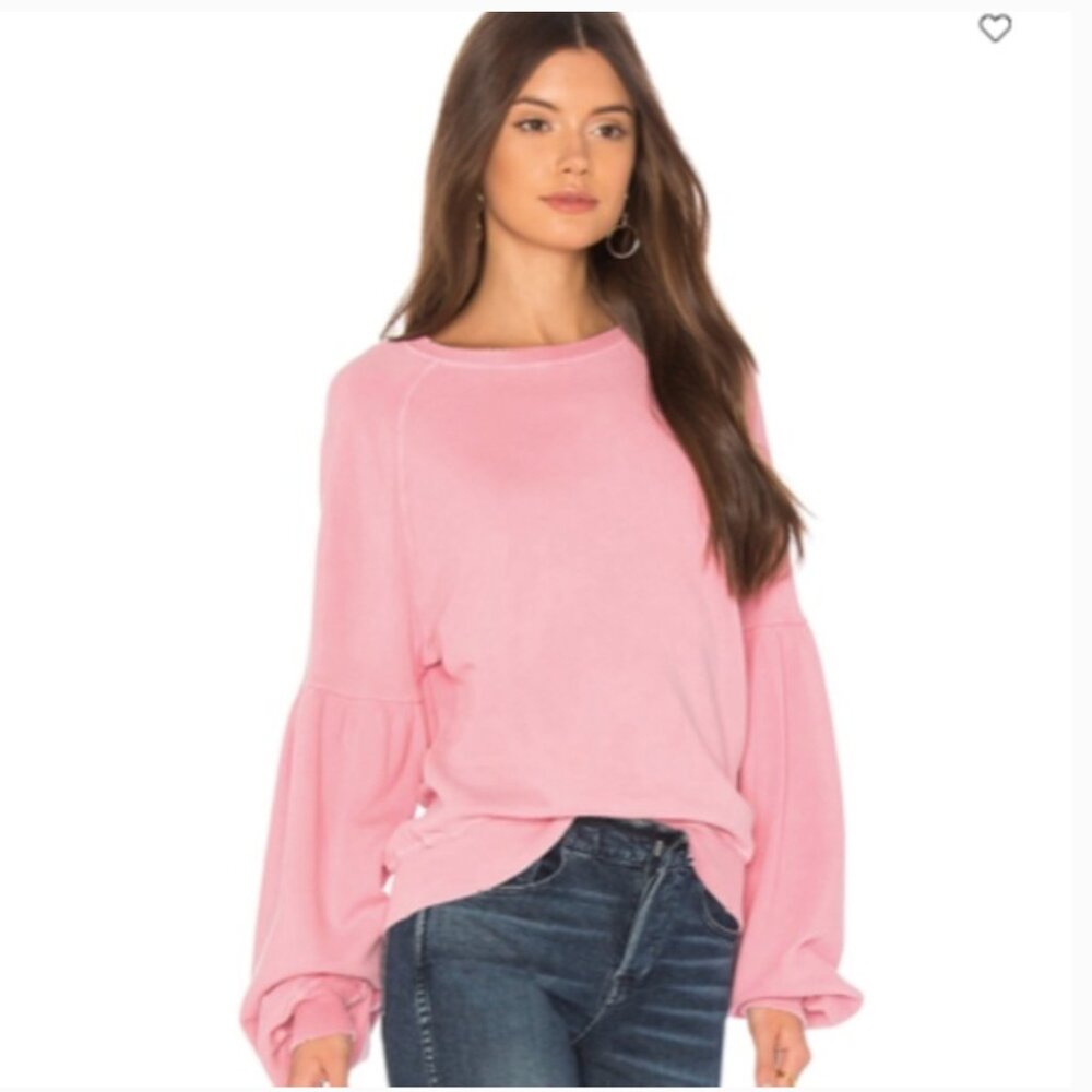 The Great 'The Bishop Sleeve Sweatshirt' Puff Balloon Crewneck Distressed Pink 3
